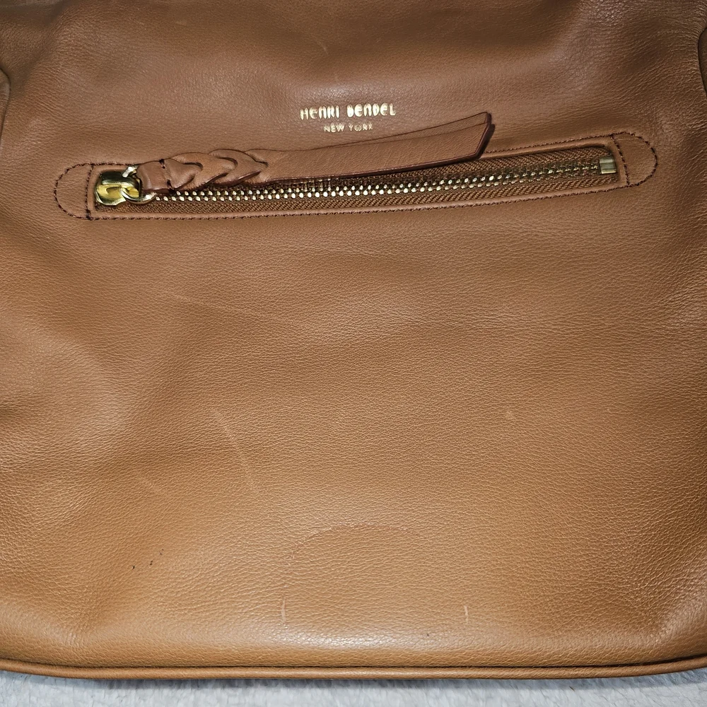 henri bendel Cognac Leather Tote with Removable Strap